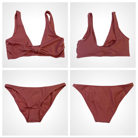 Tori Praver Ribbed Rose Bikini Set, Kaye Top & Marlowe Bottom, NWT - Picture 5 of 16